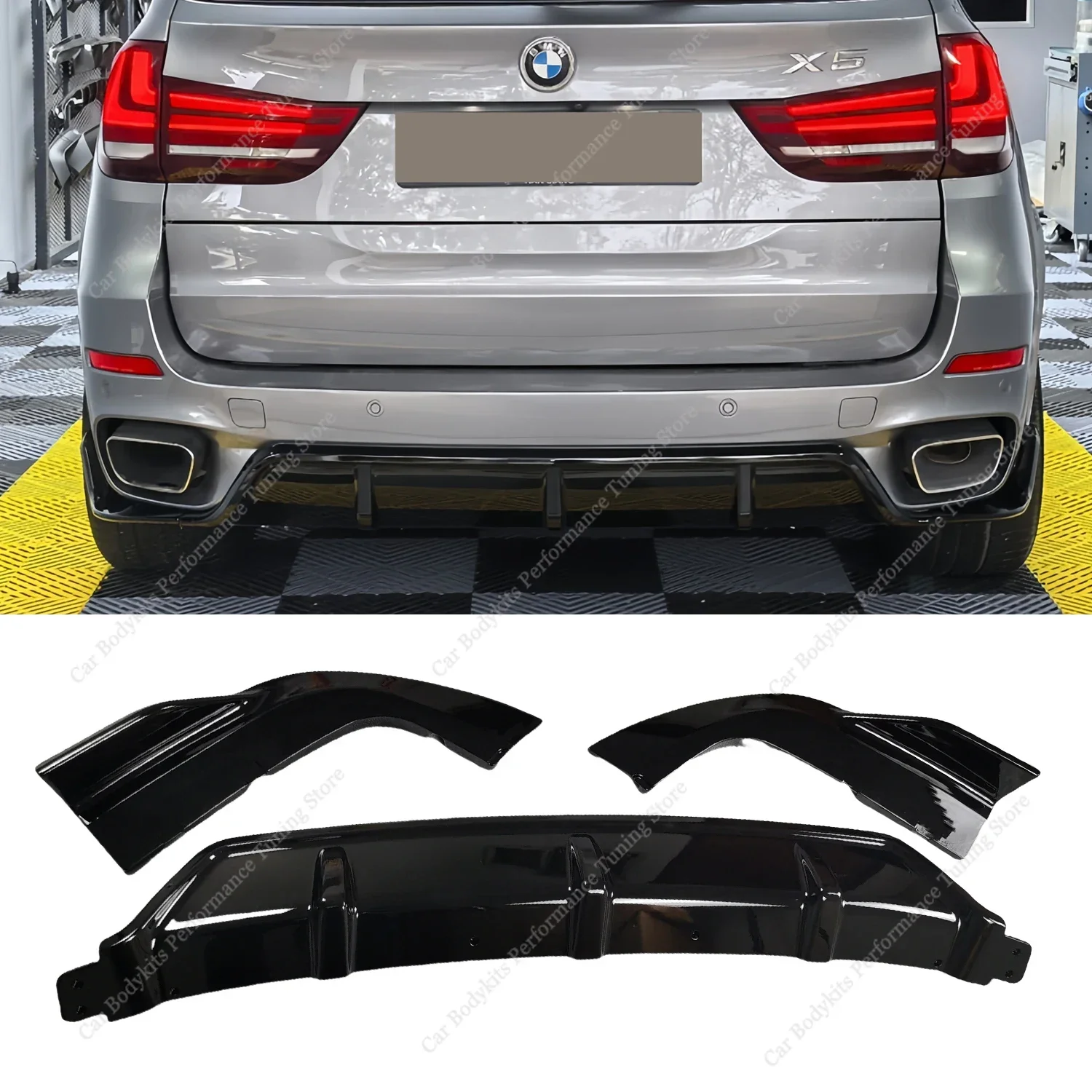 

Gloss Black M Performance Style Rear Bumper Splitter Lip Rear Diffuser For BMW X5 F15 M50i/M Sport 2013-2017 Bodykits Tuning