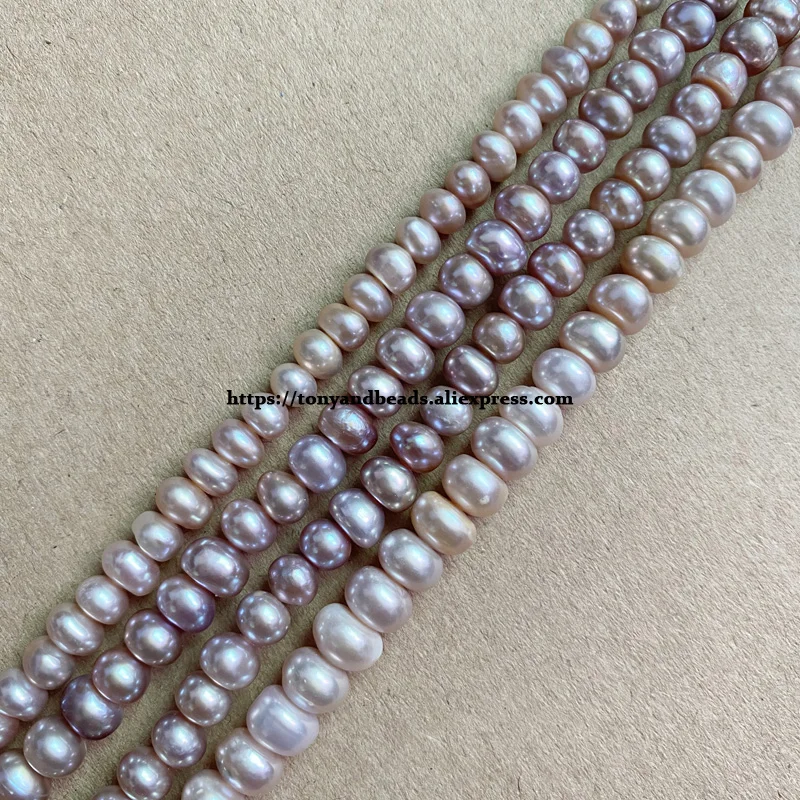 A Quality Genuine Natural Fresh Water Pearl Purple Color Rondelle Loose Beads 15