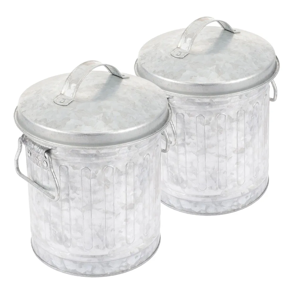 2Pcs Mini Desktop Trash Can Bucket Style Wastebasket for Desk Bedside Kitchen Bathroom Home Office Decorative Creative Small