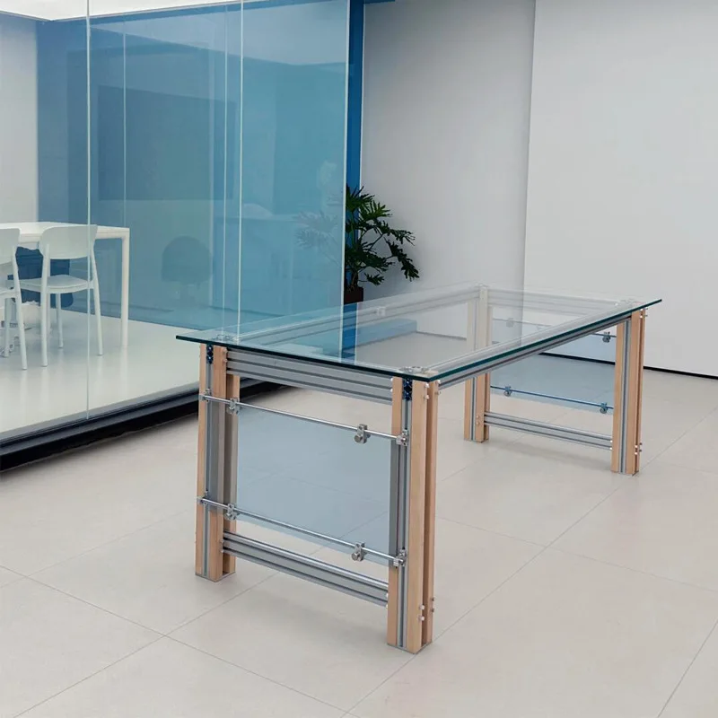 

Aluminum profile glass desk personalized creative acrylic office computer desk dining table rectangular designer workbench