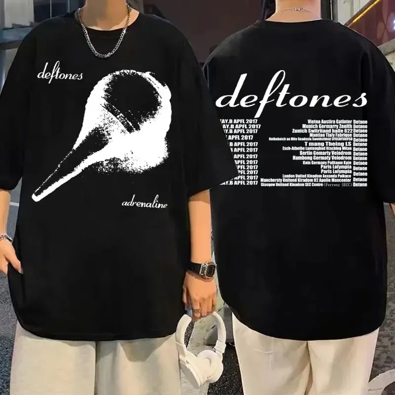 Deftones Girl Eyes Cartoon T Shirts 90s Vintage Fashion Short Sleeve Black Tops Summer Japanese Styles O-neck Cotton T-shirts