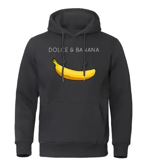 Dolce & Banana Cute Printed Men Hoodie Loose Casual Clothing Fashion Warm Fleece Hoodies Personality Street Hip Hop Sweatshirt