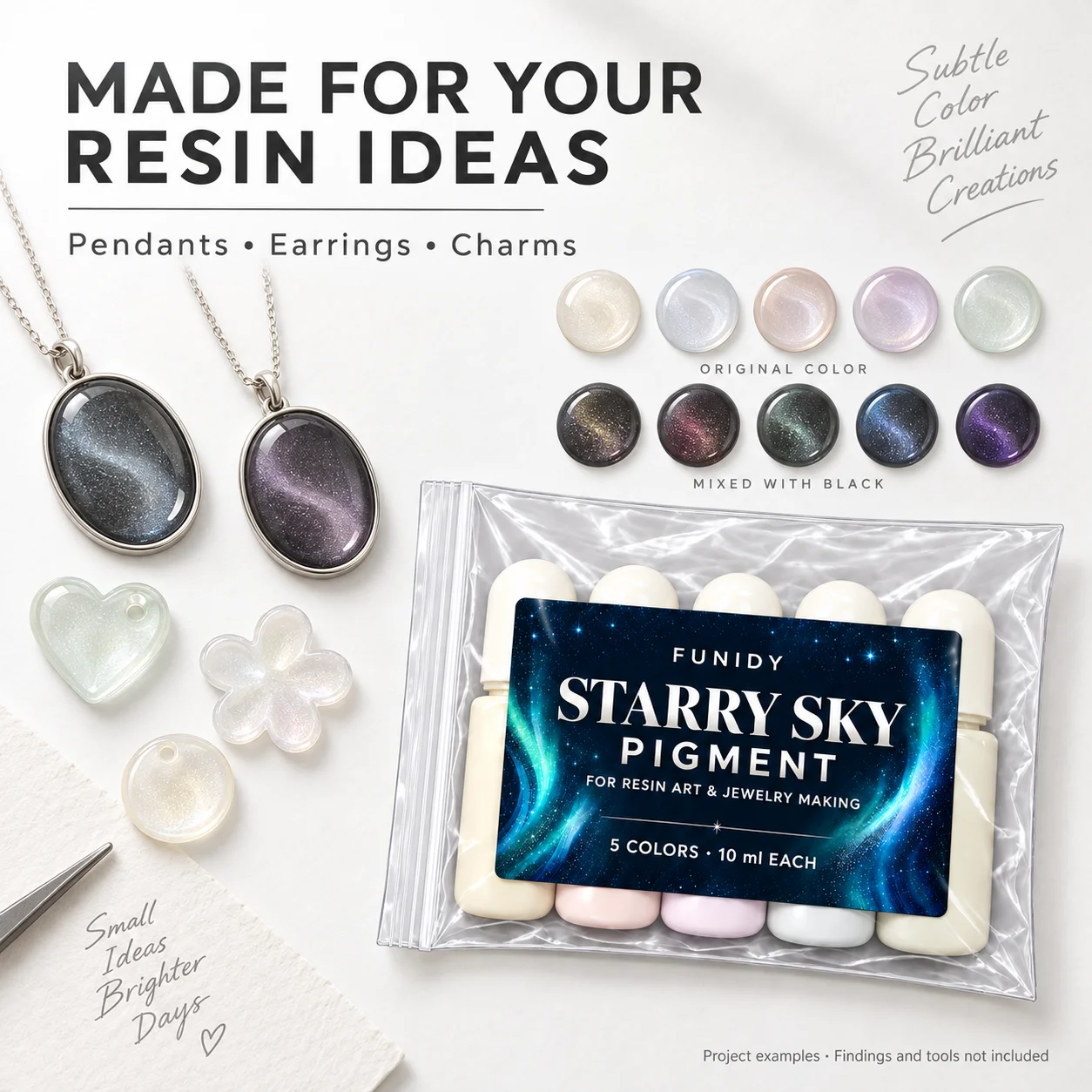 Starry Sky Resin Dye, Highly Concentrated with Sparkling Effect, DIY Epoxy Resin Colorant, Available in Five Colors