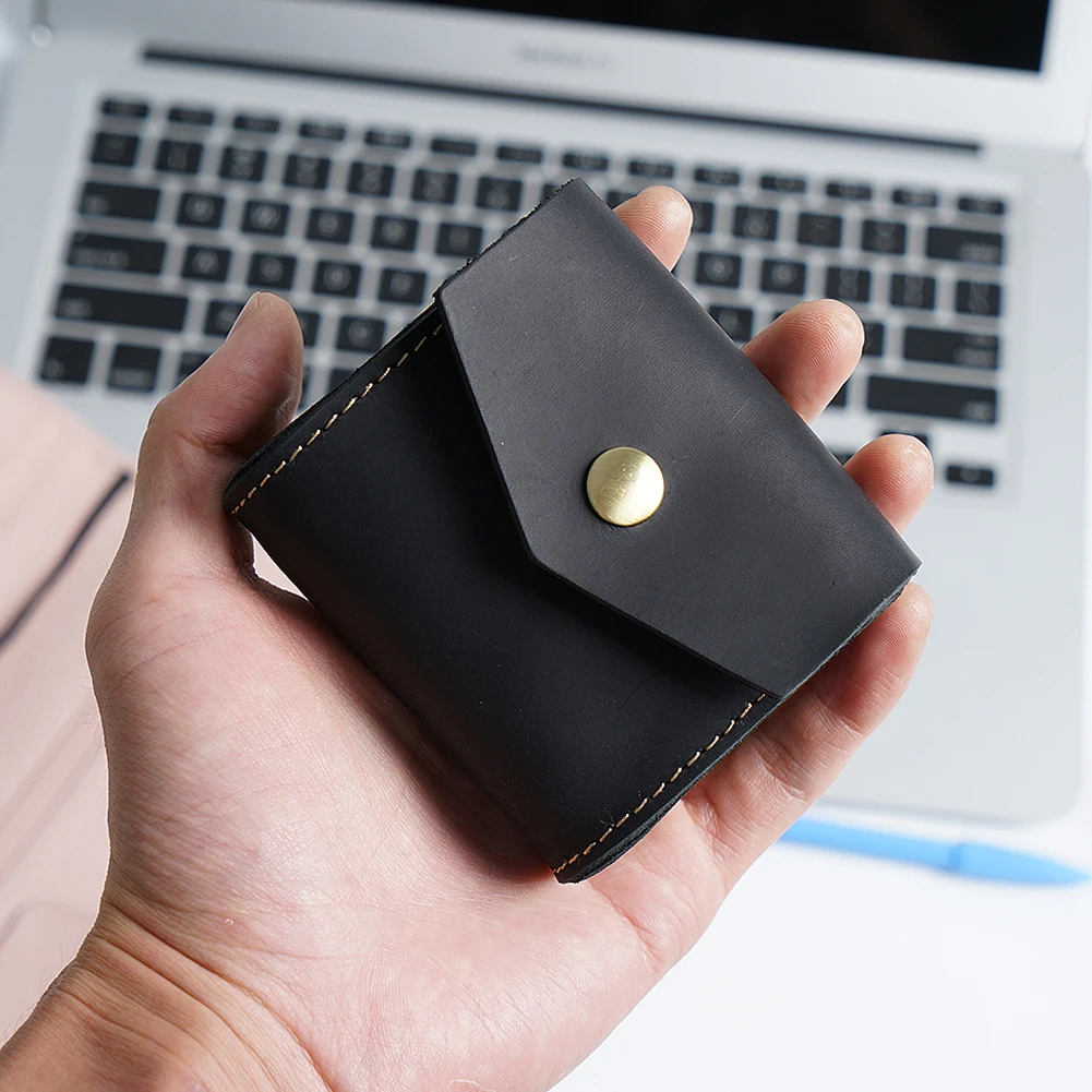 Japanese & Korean Top-Grain Leather Mini Wallet - Vintage Handcrafted Coin Purse & Organizer for Earphones/Cables/Coins