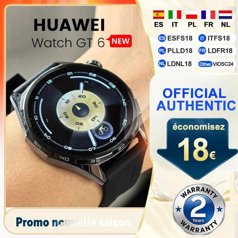 Image of Neue Huawei WATCH GT6 Smartwatch 46mm, 1,47-Zoll AMOLED-Display, 21 Tage Akkulaufzeit, 5ATM Wasserdichtigkeit