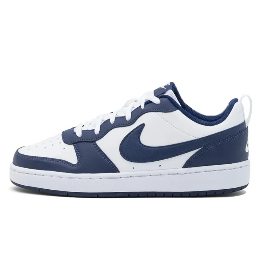 Nike Court Borough 2 Low 2 Obsidian Non-Slip Wear-Resistant Lightweight Low-Top Sneakers Gs White and Blue