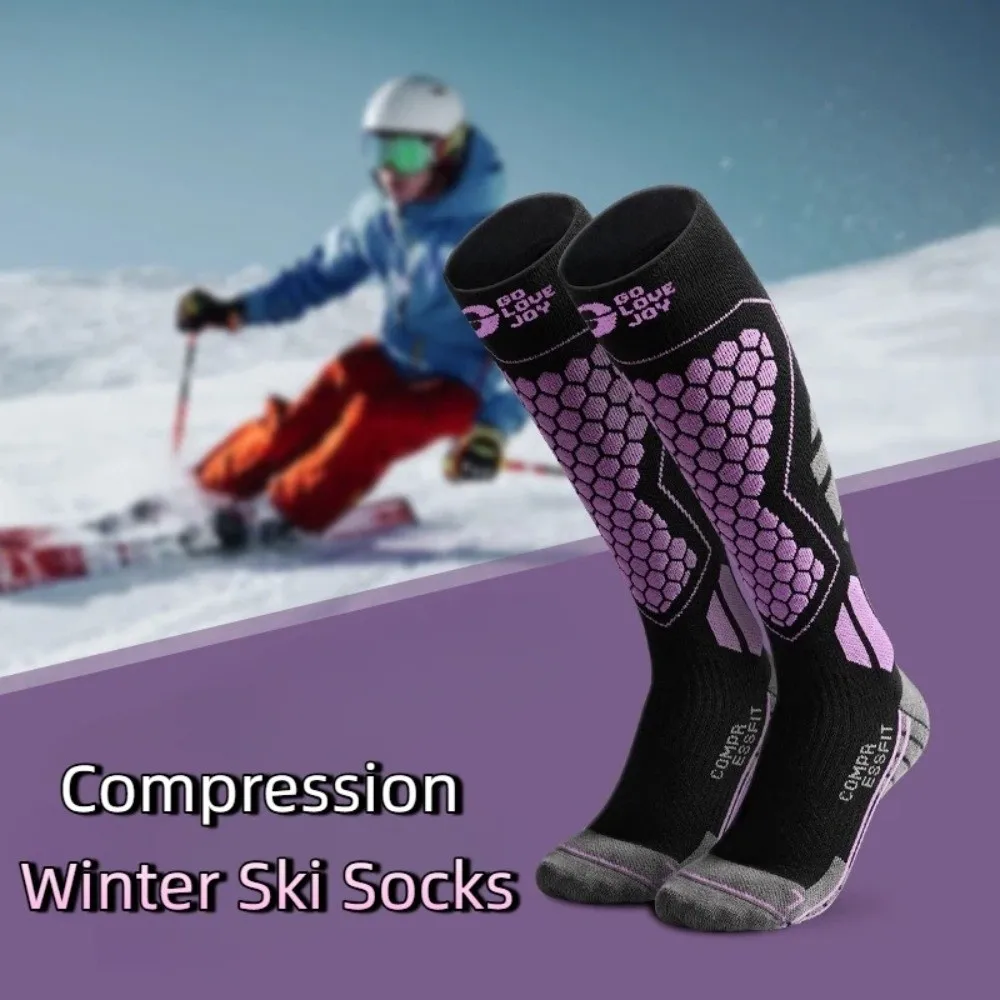 

New Thickened Ski Socks Breathable Thermal Compression Socks Anti-slip Moisture-wicking Knee High Socks for Cold Weather