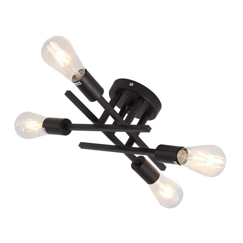 

Modern Ceiling Light Black Iron Chandelier Fixture Semi embedded Pendant Lighting Kitchen Balcony Stairs Study Corridor