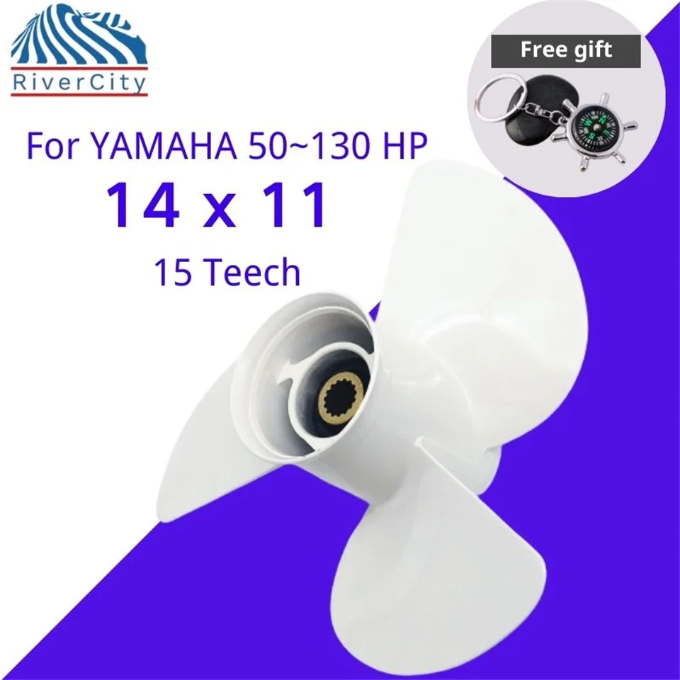 Outboard Propeller For Yamaha 85HP 90HP 100HP 115HP 130HP 14x11 Boat Aluminum Alloy Screw 3 Blade 15 Spline Marine Engine