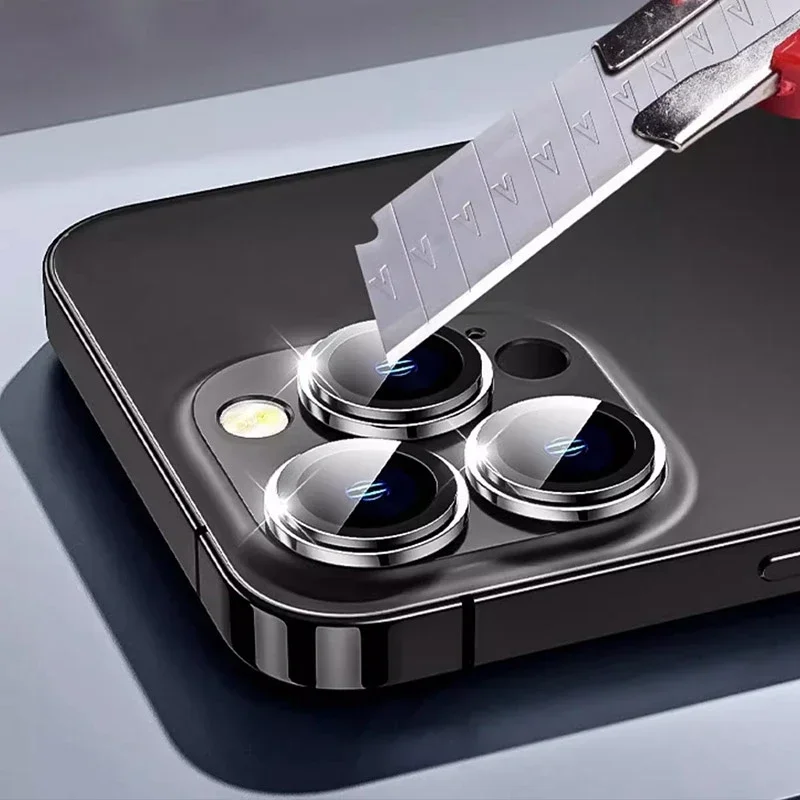 Protecteur d'anneau d'objectif en métal, verre pour IPhone 14 15 16 Pro Max, Film de protection d'appareil photo pour IPhone 15 Plus 15 Pro Max, 2-3 pièces