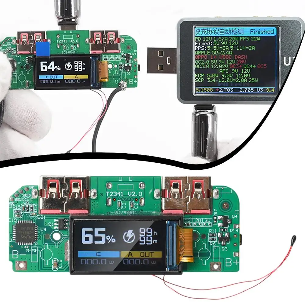 

Модуль быстрой зарядки 22,5 Вт с цветным TFT-экраном и цифровым дисплеем, плата для быстрой зарядки мобильных устройств, модуль для самостоятельной сборки повербанка