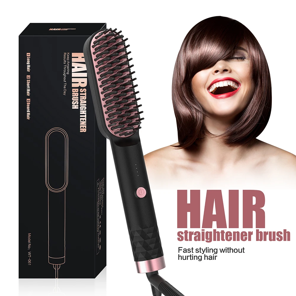 

Hair Straightener Brush Electric Hot Comb Hair Iron Straightening Brush Fast Heating Comb Men Beard Straightener Beard Brush