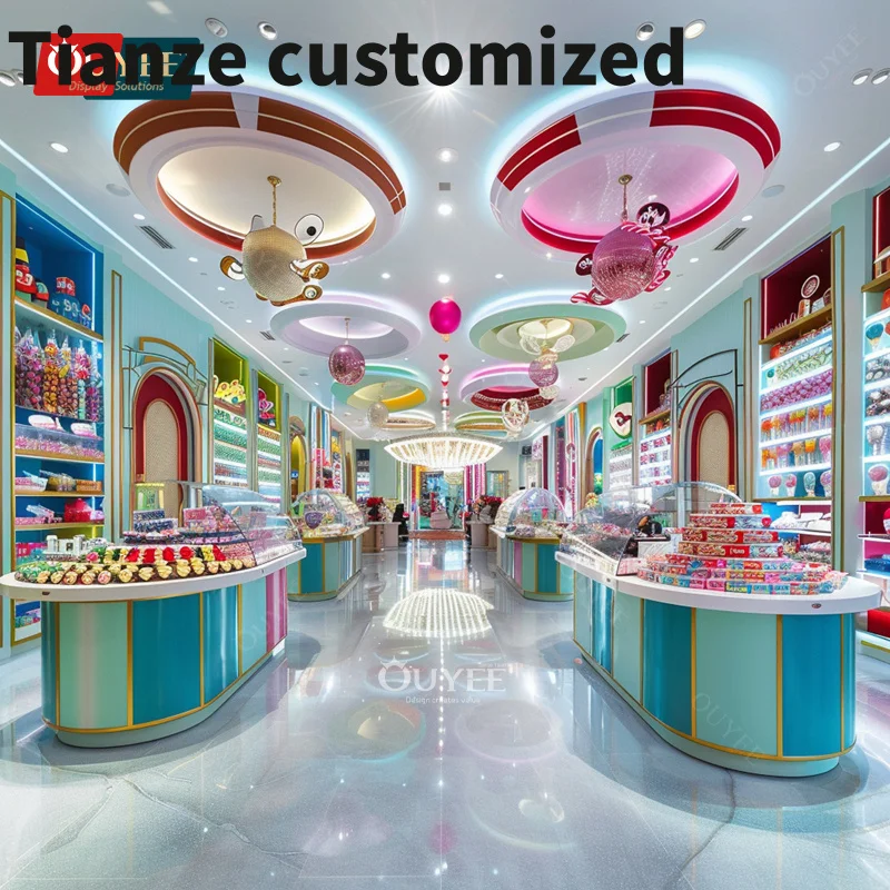 Customized-Factory Manufacturing Children Shop Pink Candy Store Chocolate Decor Cookies Display