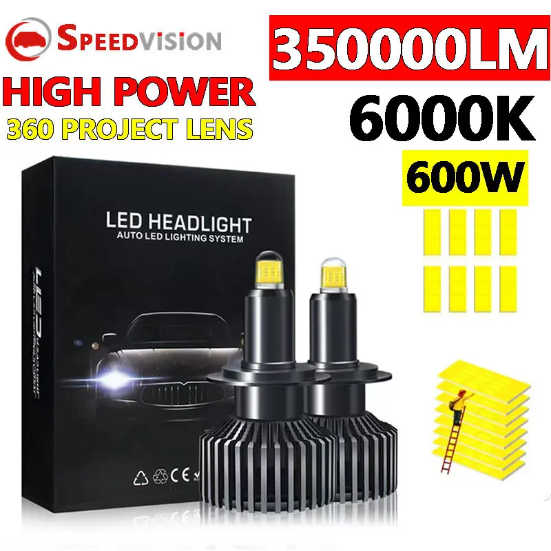 H7 LED Canbus 360 H11 H1 H4 350000LM 600W Car Headlight Bulb HB3 HB4 HIR2 9005 H9 H8 Bi Led Projector Auto 6000K Motorcycle Lamp