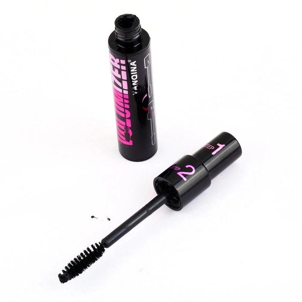 Impermeável e à prova de suor Double Purpose Mascara, Curling Brushes, Maquiagem Eye Fiber, Eyelash Mascara, Black Eyelashes