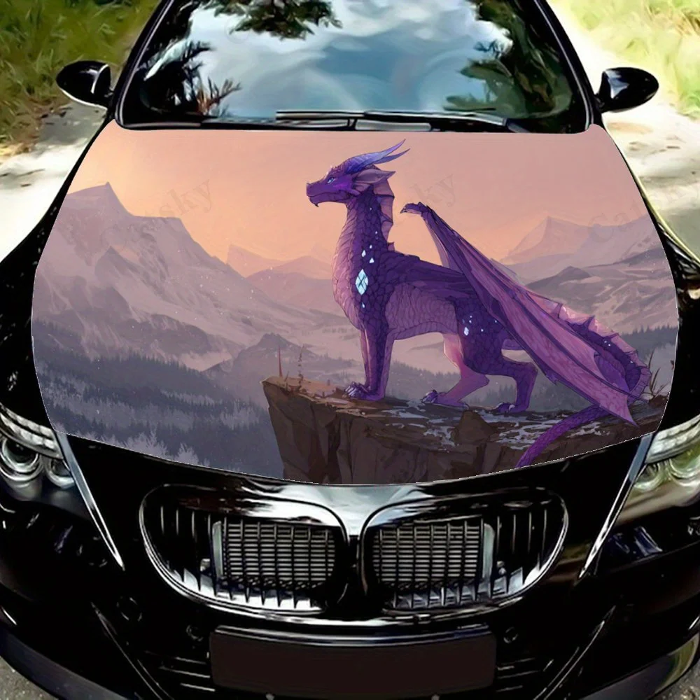 

Dragon with Crystal Scales,Car Hood Decal, Self-Adhesive Waterproof PVC Car hood Sticker,Car Decoration Scratch Resistant Sticke