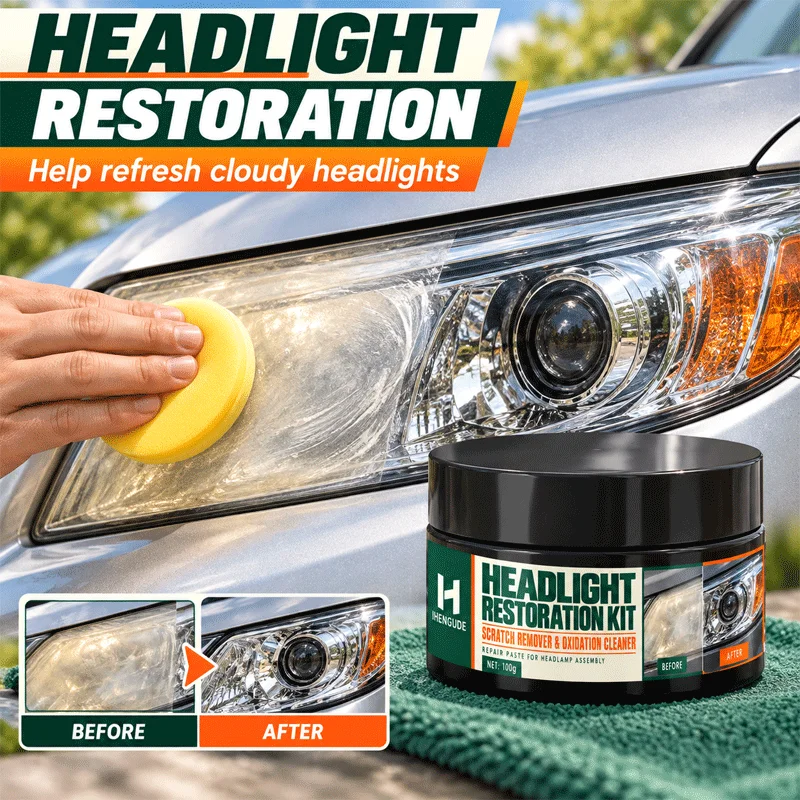 Car Headlight Restoration Polishing Kit - Scratch Remover & Oxidation Cleaner Repair Paste for Headlamp Assembly