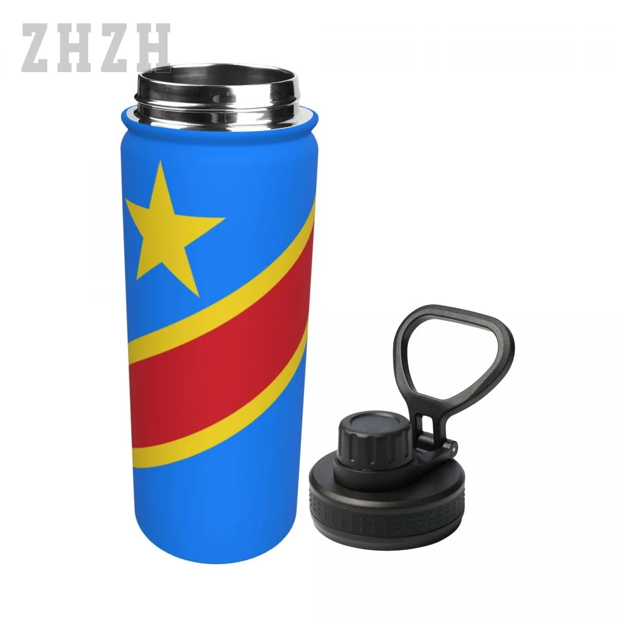 Unisex Sports Water Thermos Bottle Democratic Republic Of Congo Flag Stainless Steel Double-layer Insulation Cold And Hot Travel