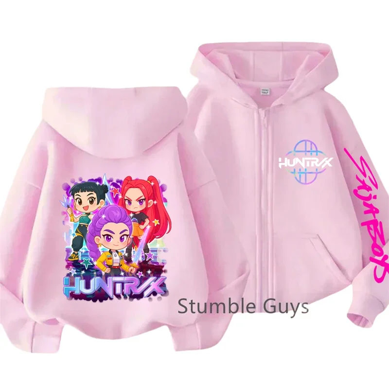 

Детская толстовка на молнии с капюшоном в стиле K-pop Demon Hunters, весенняя, с мультяшным принтом