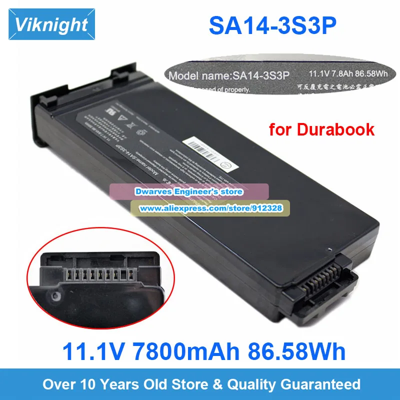 

Genuine 11.1V 7800mAh 86.58Wh 7.8Ah Battery SA14-3S3P 2305073000 for Durabook SA14 Dirtbook S 14 Bullman C-Klasse 3 SRD 14 Touch