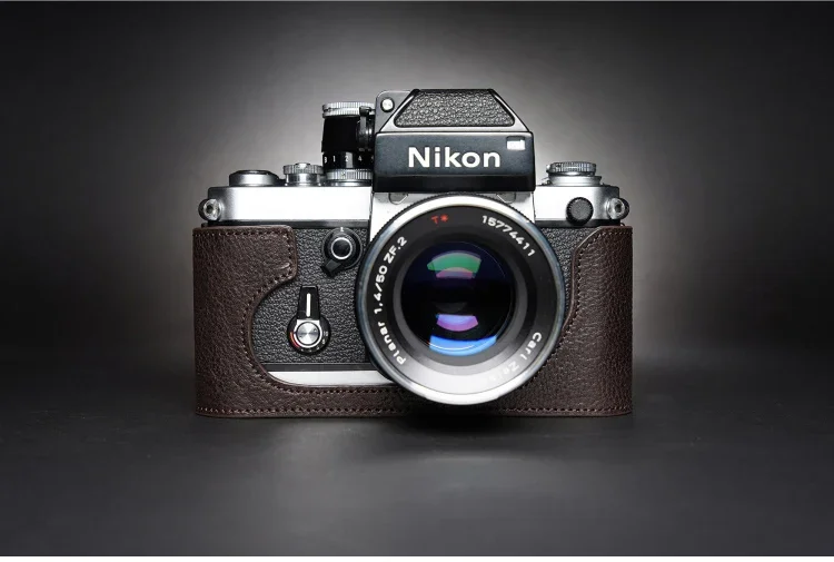 تصميم لكاميرا نيكون F2 F2A F2AS مصنوع يدويًا من الجلد الطبيعي حقيبة غطاء نصف كاميرا