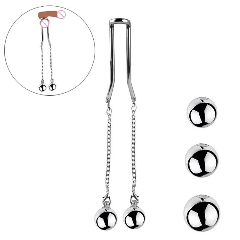 

Stainless Steel Ball Stretcher Weight-Bearing Device Penis And Scrotum Increase Tension Exerciser Adult Men'S Products Sex Toy