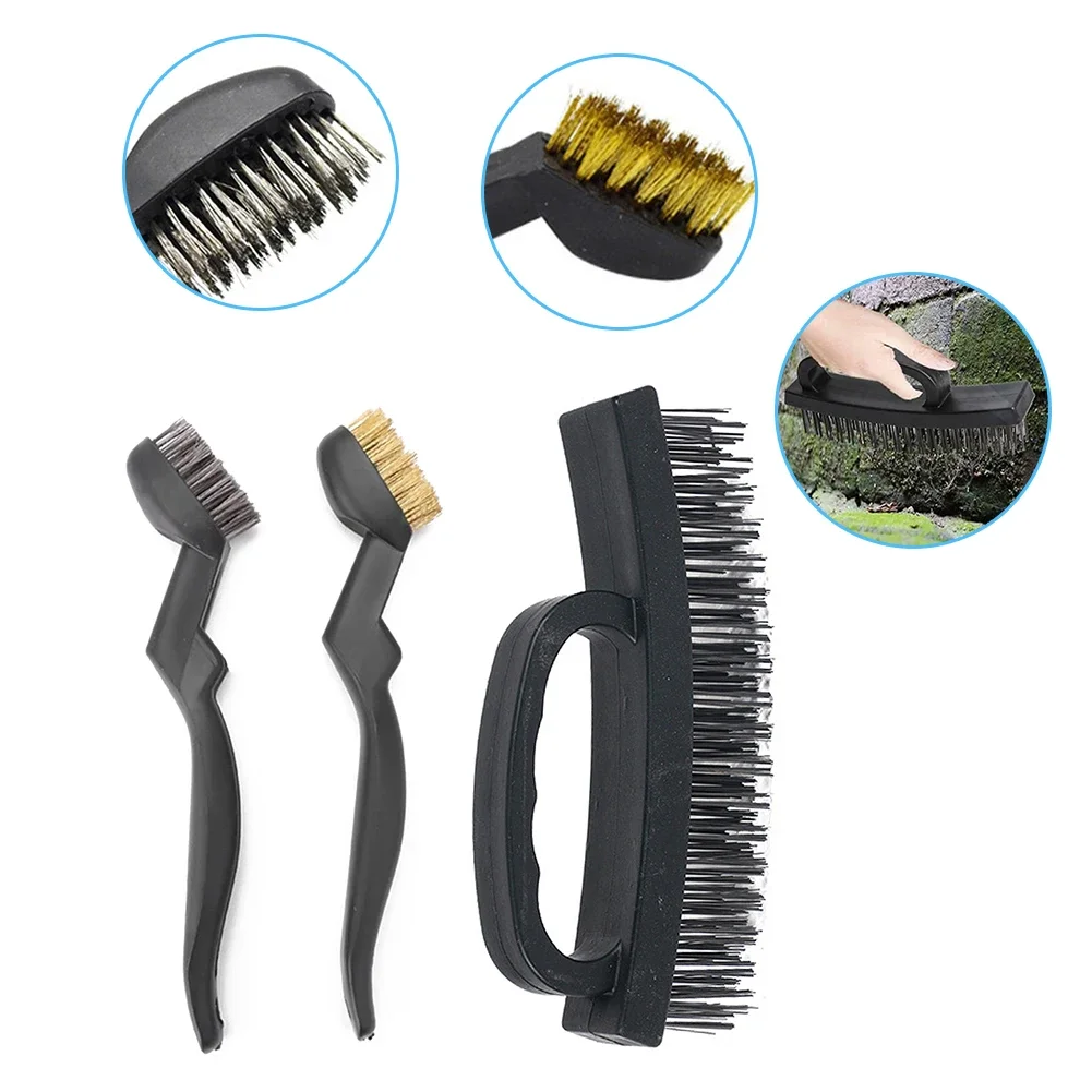 3Pcs Copper Steel Wire Cleaning Brush Rust Remover For Brickworks Paint Removal Manual Cleaning And Maintenance Tool