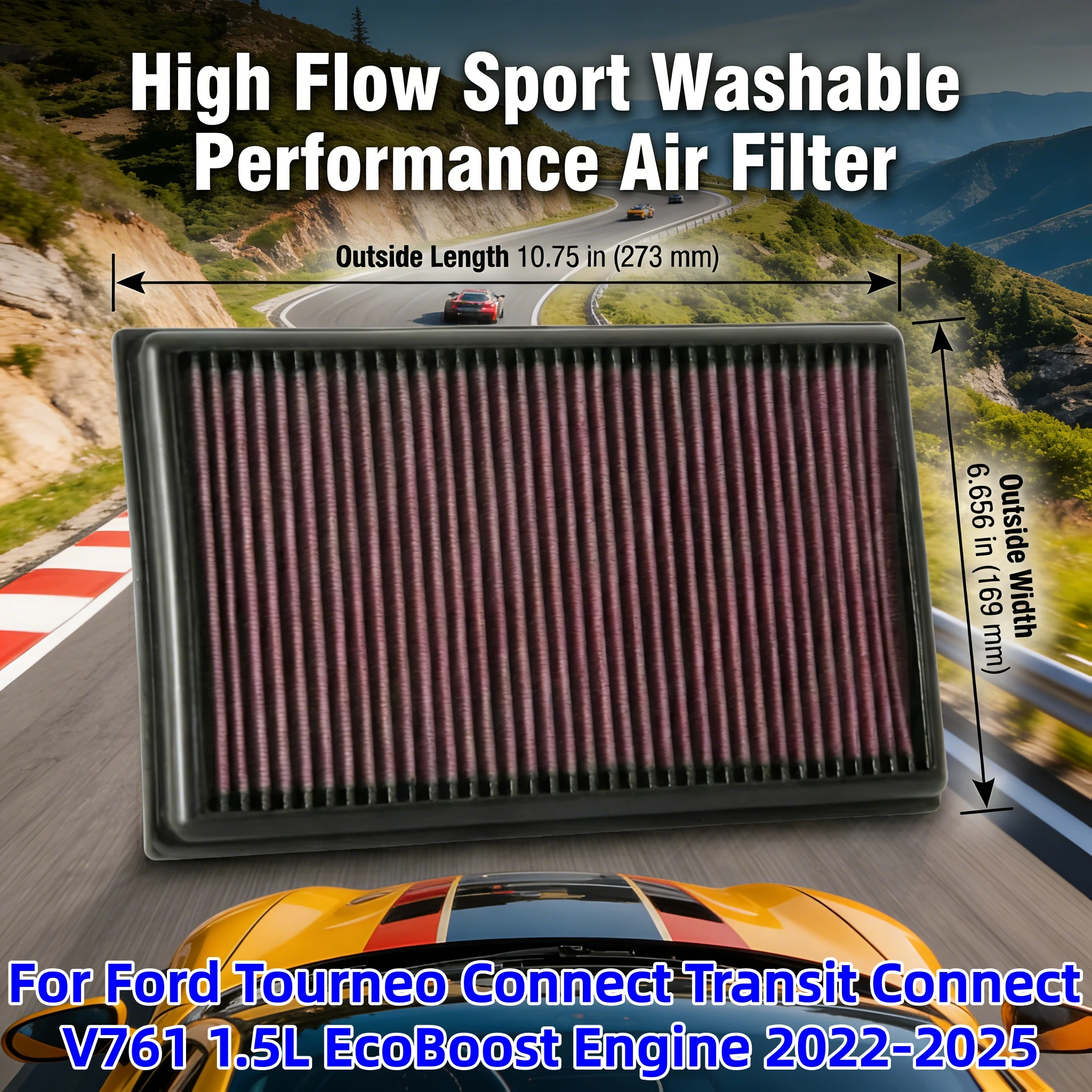 

For Ford Tourneo Connect Transit Connect V761 1.5L EcoBoost Engine 2022-2025 High Flow Sport Washable Replacement Air Filte