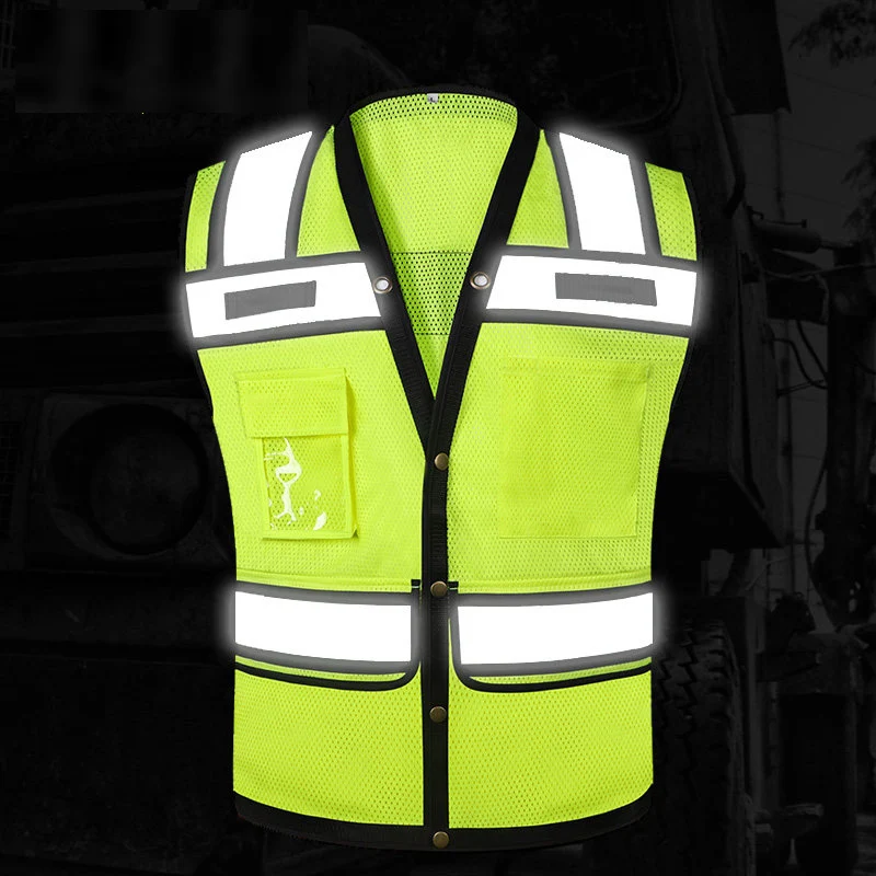 High Visibility Safety Vest Multi Pockets Reflective Mesh Breathable Workwear ANSI/ISEA Standards