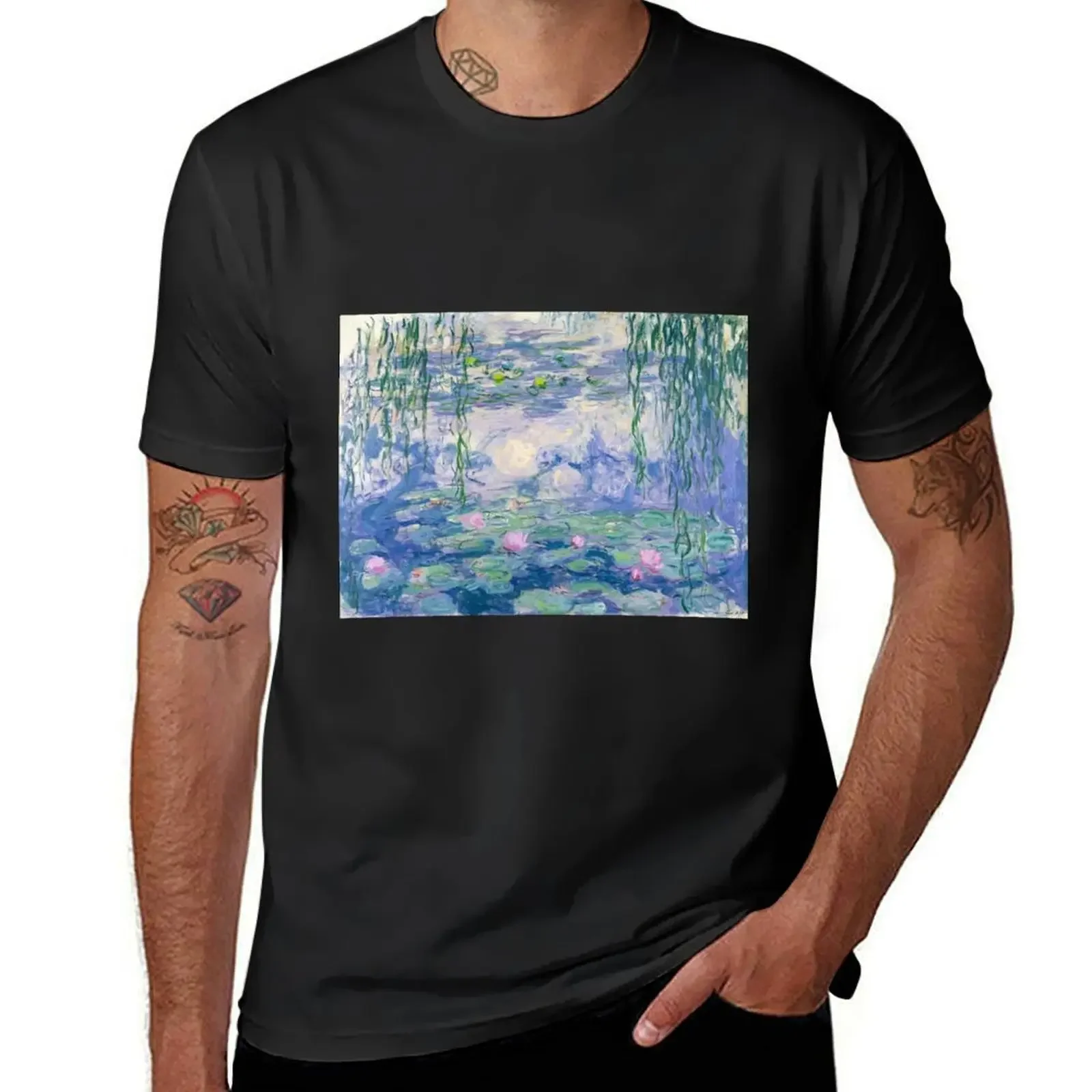 Claude Monet Water Lilies T-Shirt oversized graphic tee boys animal print sweat mens tall t shirts