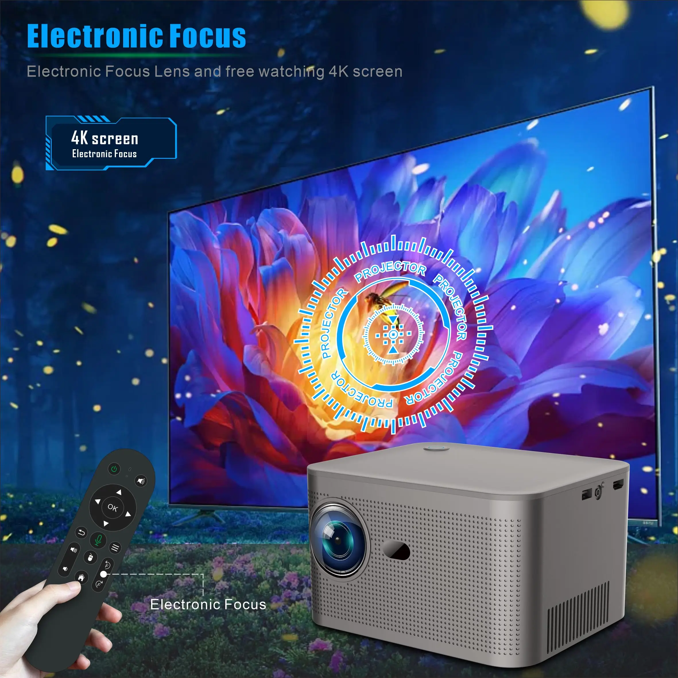 YYHC-Smart Projector 4K Android 11 Dual Wifi6 300 quad-core H713 2GB 32GB 1080P Home Theater Outdoor Project