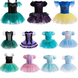 Girl Elsa Belle Mermaid Aurora Rapunzel Tutu Dress  Kids Summer Ballet Dance Clothes Disney Princess Cosplay Costume