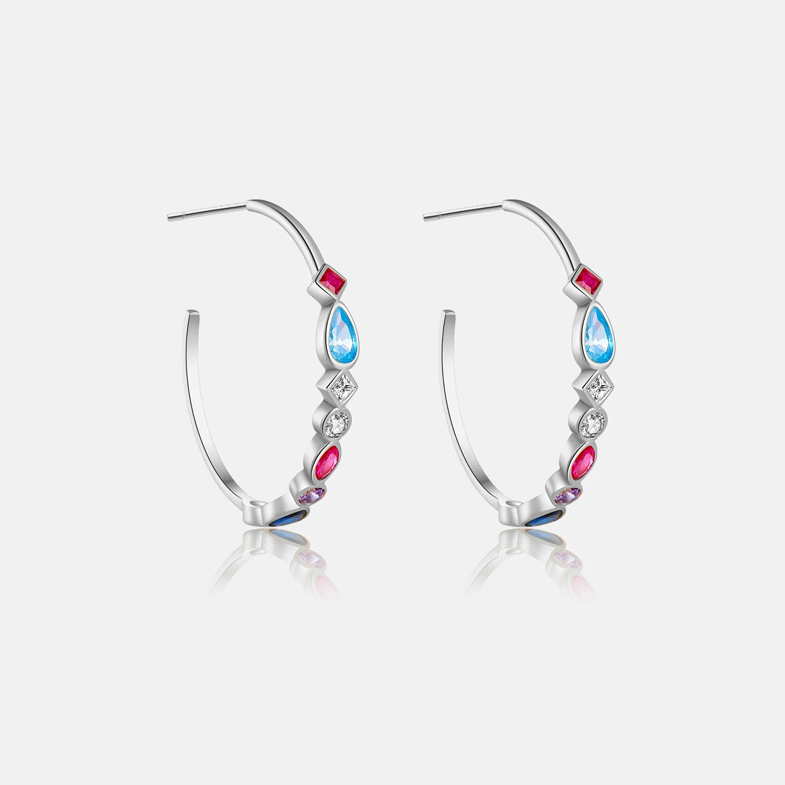 

VEWANT Women 100% 925 Sterling Silver Colorful Zircon Hoop Earring Piercing Luxury Fine Fashion Party Daily Jewelry Accessories