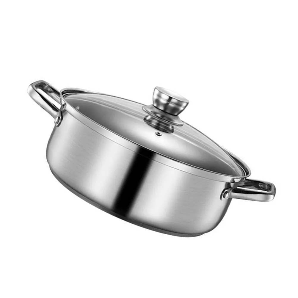 1Pcs Stainless Steel Hot Pot Basin Dual Compartment Shabu Pot for Induction Gas Electric Stove Rustproof Fast Heat Conduction