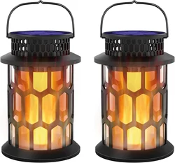 installed solar lanterns Outdoor waterproof flicker flame hanging wireless lanterns decorative lighting suitable for courtya