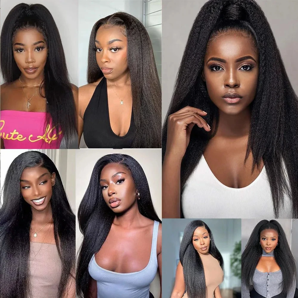 12A 13x4 Kinky Straight  Human Hair Wigs Transparent Human Hair Lace Front Wig for Women Brazilian Pre Plucked Lace Front Wig