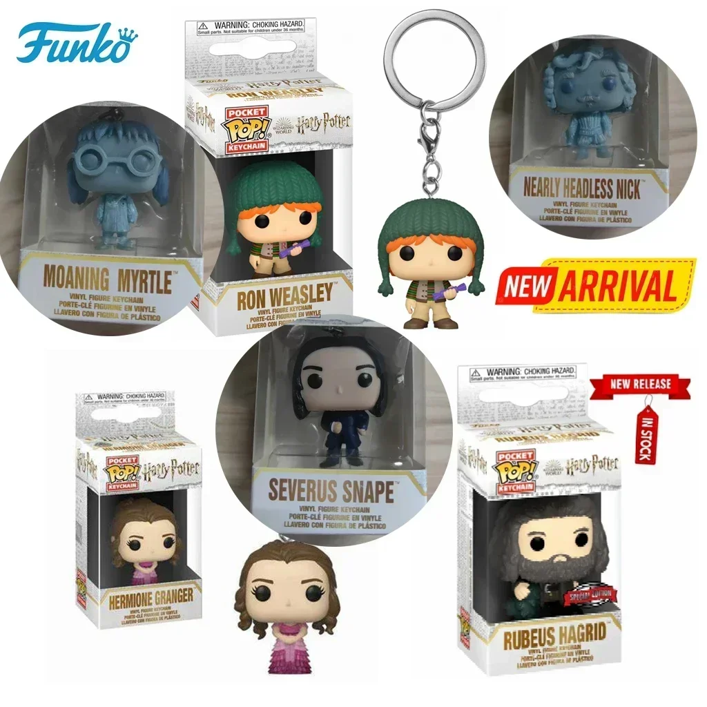 Funko Pop Hermione Granger Hagrid Ron Weasley Nearly Headless Nick Moaning Myrtle Snape Keychain Toy Figure Pocket Pop Kids Toys