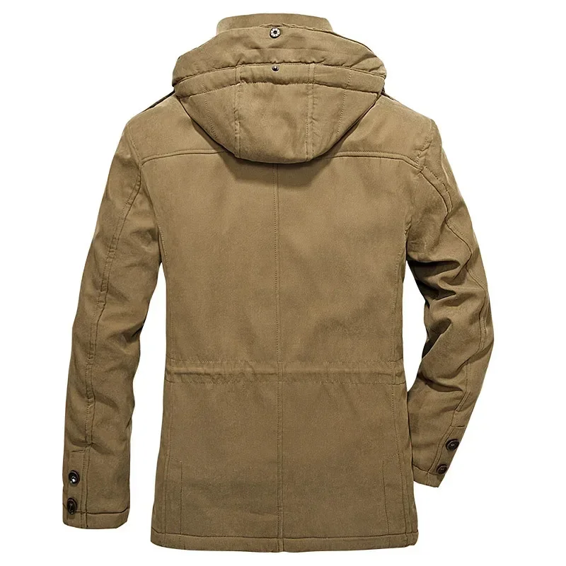 Parka com capuz impermeável masculina, casacos quentes, sobretudo de pele grossa, casaco casual outwear, jaqueta de inverno