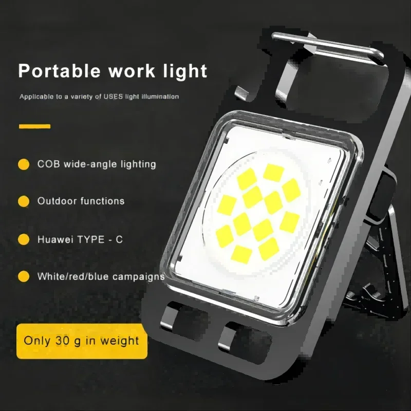 Mini Flashlight Work LED Light Rechargeable Lamp Pocket COB Keychain Portable Small  Outdoor Camping Defense Flashlight