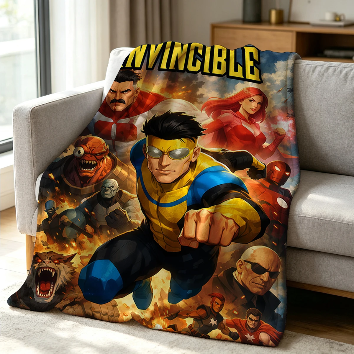 I-Invincible Season 2 Blanket Soft Cozy Throw for Sofa Bed Festive Holiday Decor Gift for Kids and Adults,Lightweight and Warm
