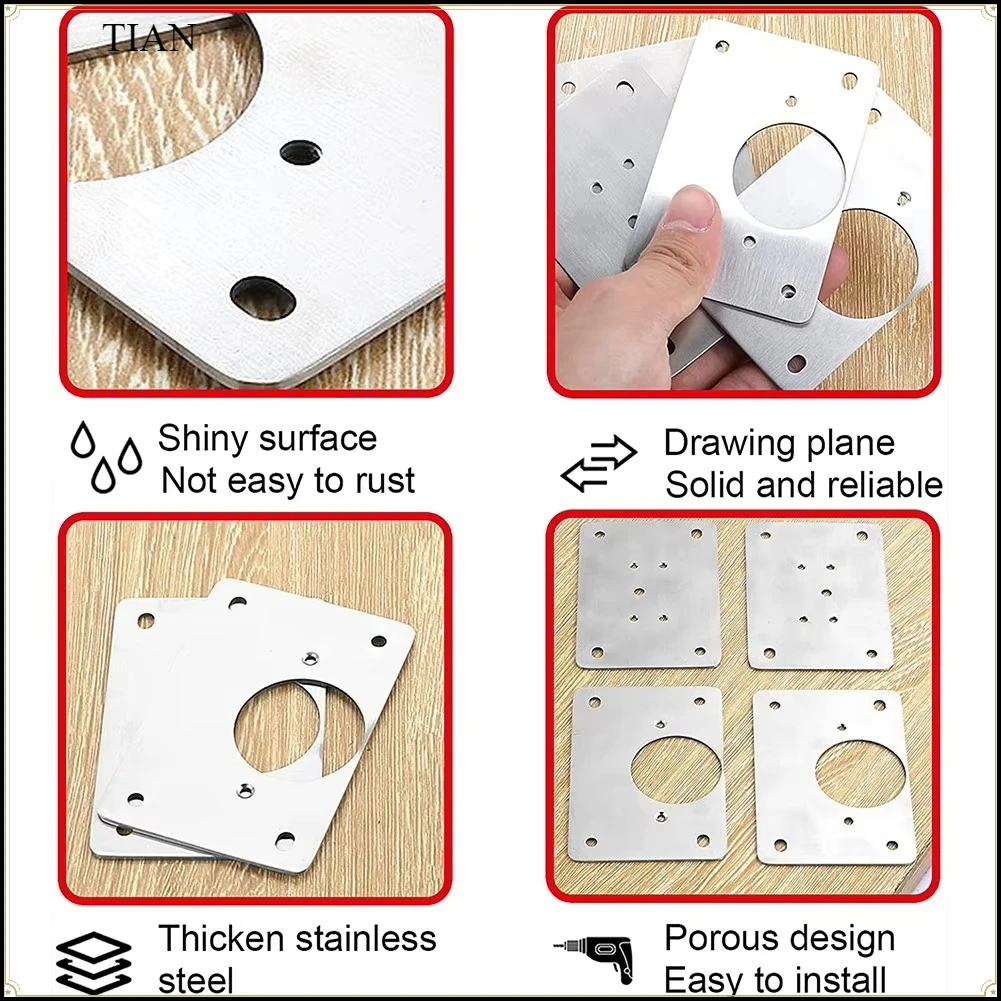 Mounting Plate Set Stainless Steel Hinge Fixing Plate Cabinet Door Maintenance Mounting Plate Restorer Installer Cabinet Hinge