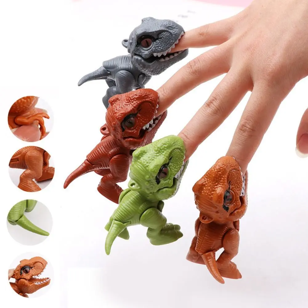 Dinosaur Model Jurassic Finger Dinosaur Hand Creative Finger Biting Dinosaurs Fun Interactive Movable Joint Dino Pendant Gift