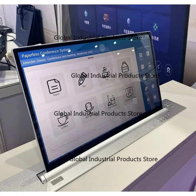15.6 Inch Desk LCD Lift Paperless System Flip up Computer LCD Conference System