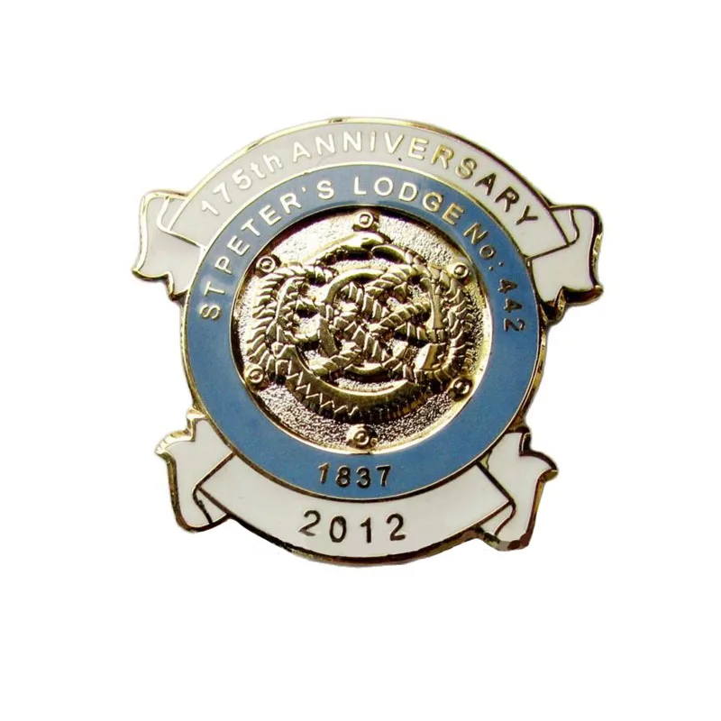 Round Soft Enamel Pins, Gold Plated Badges, Base on Your Design, No Moq, Trader Blue and White, US Town, High Quality, No Moq