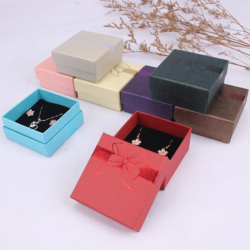 Fashion Bowknot Jewelry Box Multi Colors Ring Earrings Pendant Necklace Gift Jewelry Storage Display Paper Jewelry Packaging Box