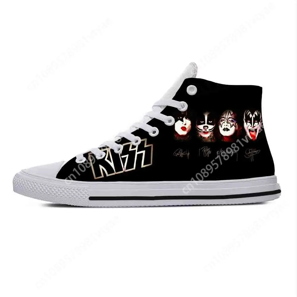 Heavy Metal Rock Band Music Singer Kiss Fashion Casual Cloth Shoes High Top Lightweight Breathable 3D Print Men Women Sneakers