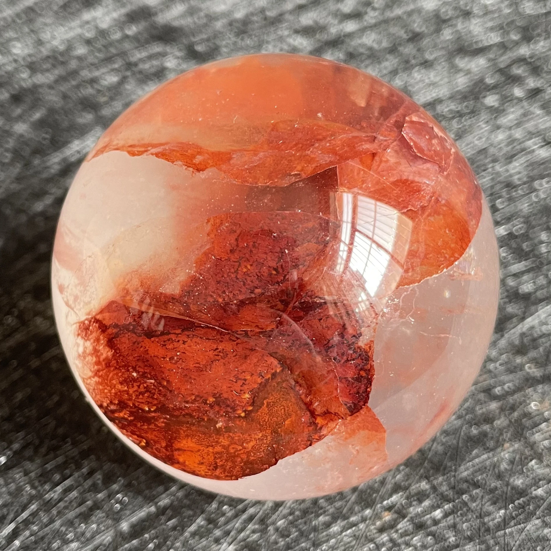 293g Natural Stone Fire Quartz Crystal Ball Rainbow Quartz Sphere Polished Rock Reiki Healing B1
