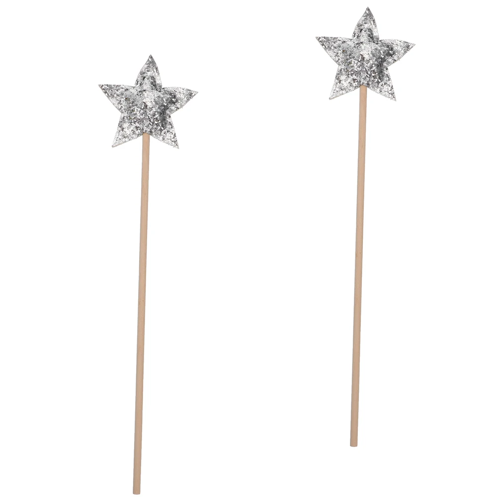 

2Pcs Fairy Wands Shiny Star Design Kids Toys Props Concert Dance Party Photography Princess Sticks Wooden Gifts