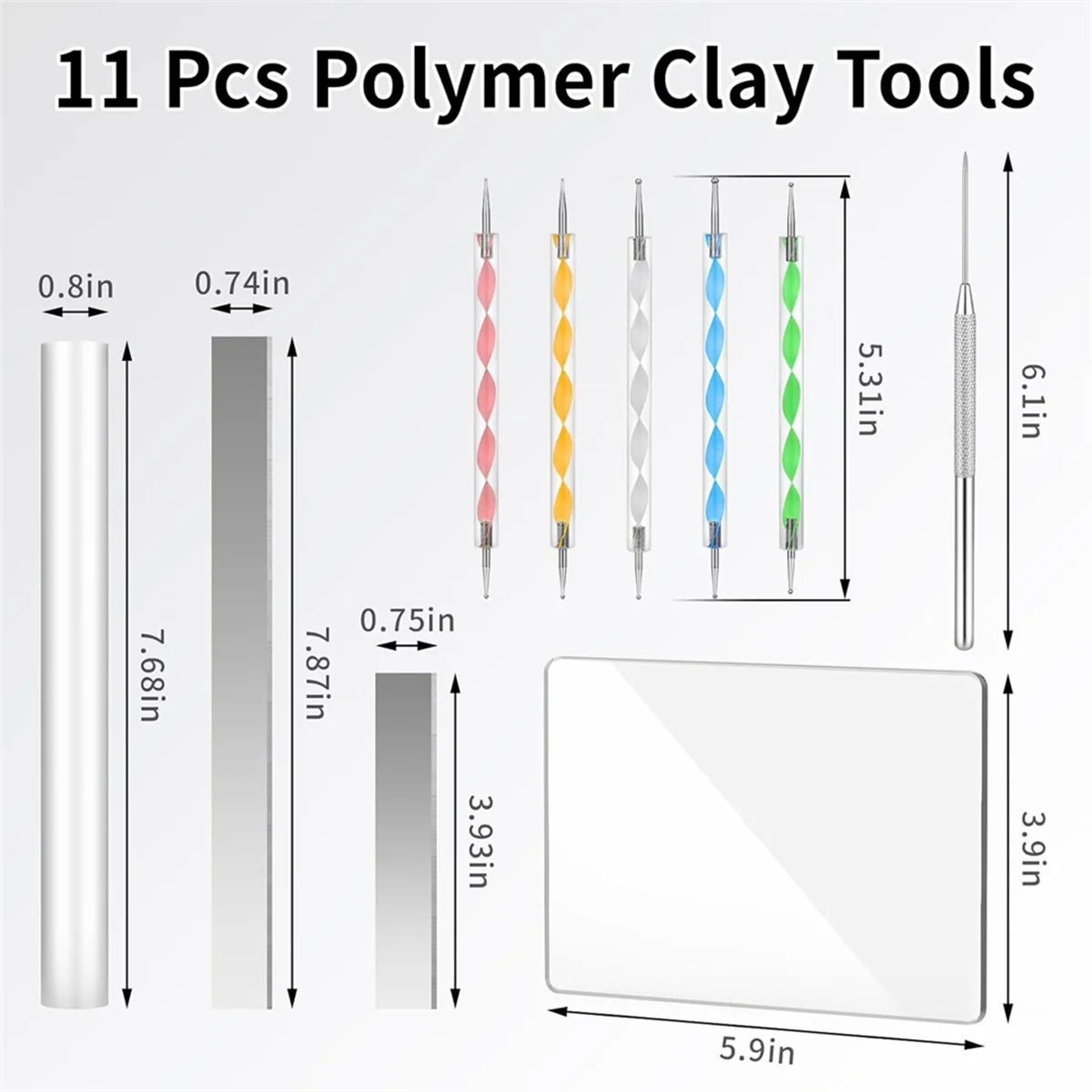 Polymer Clay Tools, 11Pcs Acrylic Clay Roller Sheet Set for DIY Cutting Shaping Sculpting