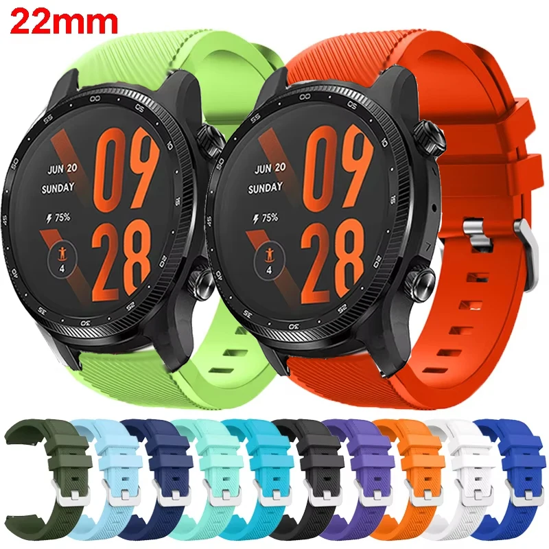 22 مللي متر سيليكون حزام ل Ticwatch Pro 3 الترا لتحديد المواقع الرياضة استبدال حزام ل TicWatch Pro 3 2021 2020/GTX E2 S2 سوار كوريا